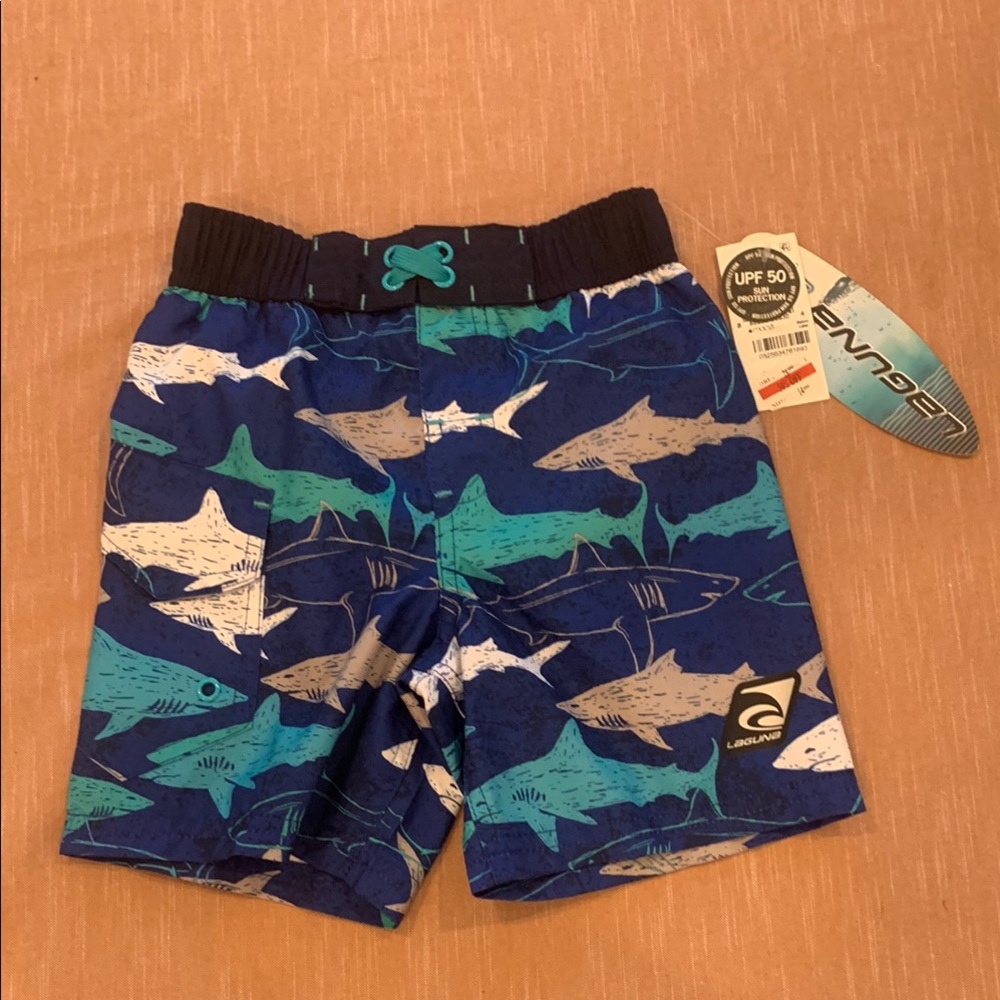 Laguna B Blue and Black Swim Trunks Modern Camo Design